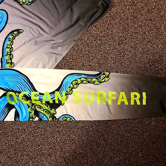 XXL Ocean Safari Squid Octapus Kraken Dynamic Blue Green Gray Long Sleeve Shirt - Picture 5 of 13